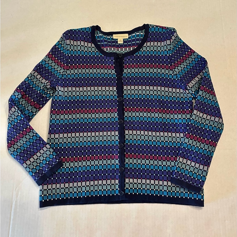 Thick Knit Cotton Rayon Cotton Multicolor Women's Cardigan Sweater